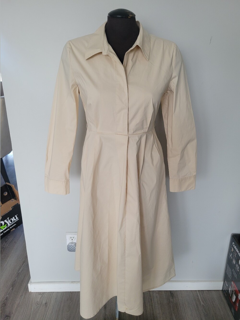 Classic Beige Midi Dress Size M